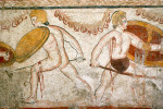 AM: 04094 Paestum. Samnite or Lucanian Tomb 350-250BC with typical martial interior decoration. The painting is naive simple and honest.